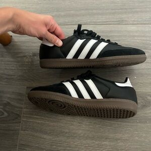Black Adidas Sambas, lightly worn, 8.5